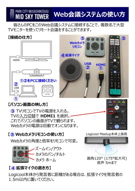 No. 453  カンファレンスルーム１に大型TVとWebカメラシステムが設置されました。